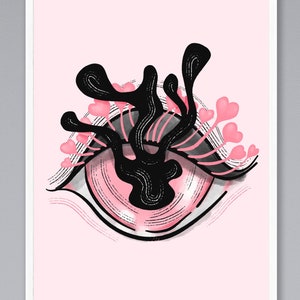 Creepy Cute Horror Wall Decor: Pastel Goth Stoner Poster with Pink Eye - Whimsigoth Printable Art