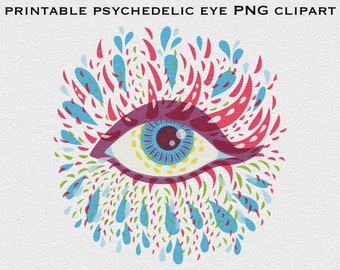 Evil eye PNG sticker clipart, Psychedelic digital sticker printable, Downloadable trippy art, Weird Digital Download