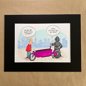 Originalcartoon "Lastenrad" von Michael Holtschulte | Tot, aber lustig