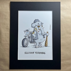 Caricatura original "Elefante terrible" (Marcador) de Michael Holtschulte | Muerto pero divertido