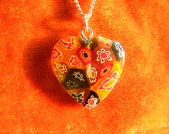 Vintage Sterling Silver Necklace with a beautiful multi coloured Millefiori Pendant