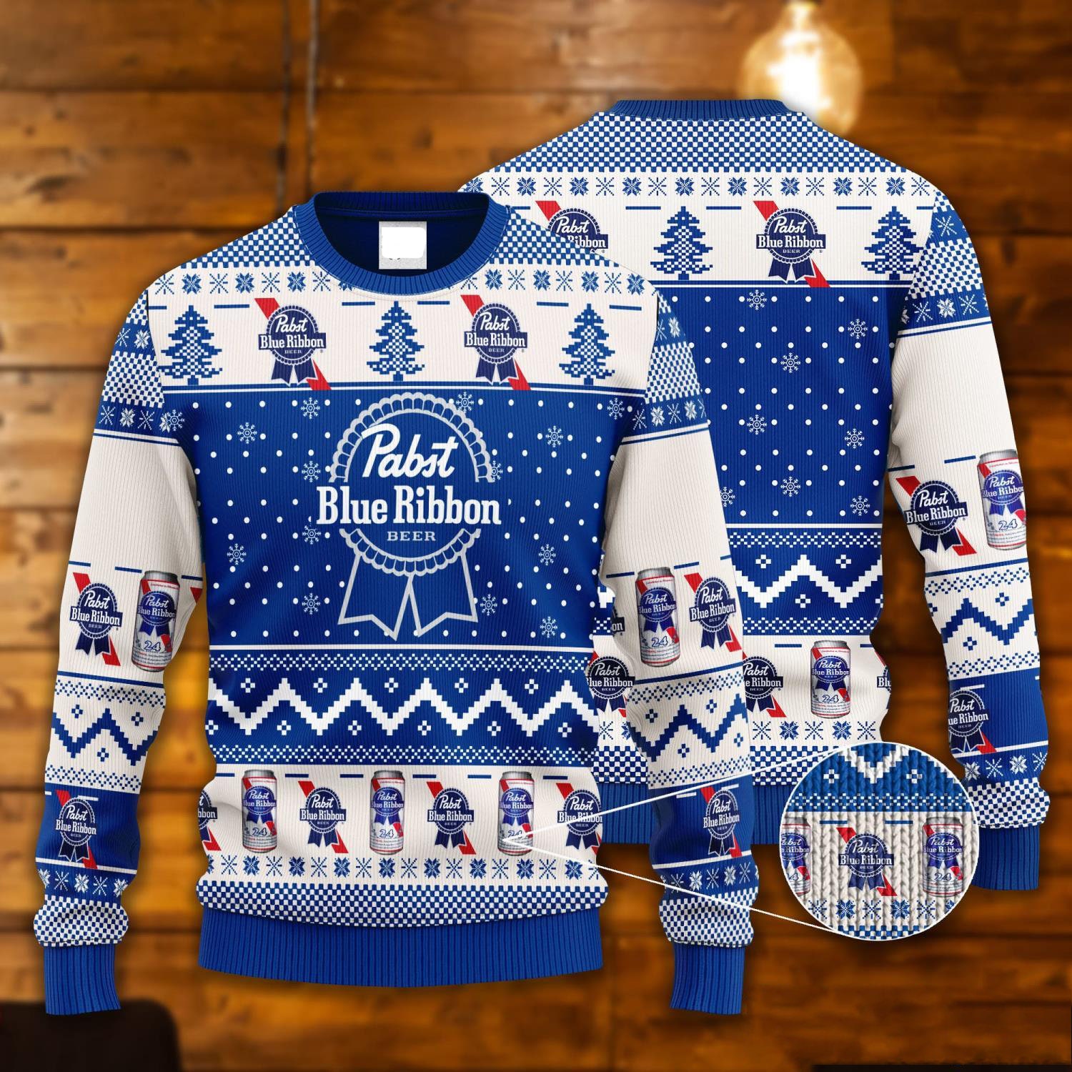 Pabst Blue Ribbon Ugly Christmas Sweater for Beer Lovers - Etsy