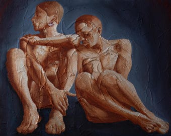 Figurative Acrylic Painting on Canvas: Expressive Fine Art, 36x24 inches