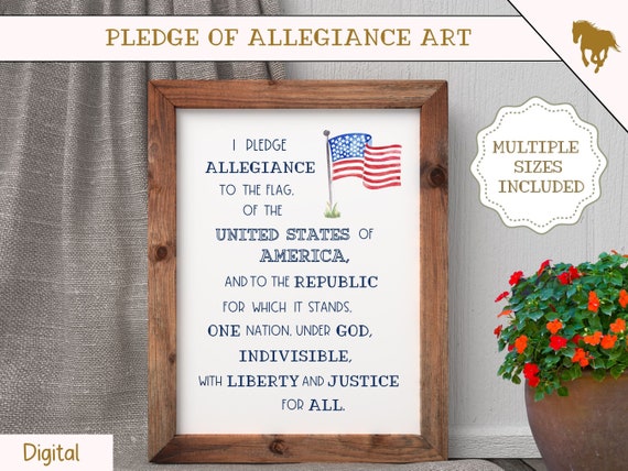 Pledge of Allegiance Wall Art, Homeschool Wall Art, Homeschool Wall Decor, Pledge of Allegiance Wall Decor, Printable Pledge of Allegiance