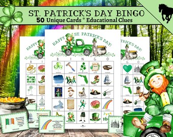 St. Patrick's Day Bingo, Educational Bingo, Printable Bingo, St. Patrick's Day Game, St. Patrick's Day Activity, Fun St. Patrick's Day Bingo
