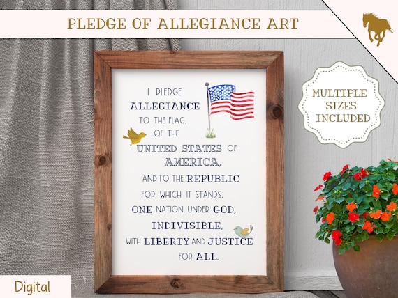 Pledge of Allegiance Wall Art, Homeschool Wall Art, Homeschool Wall Decor, Pledge of Allegiance Wall Decor, Printable Pledge of Allegiance