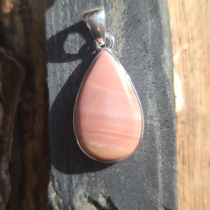 Australian pink opal pendant. Sterling silver