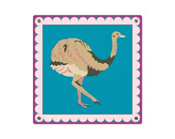 Ostrich Acrylic Wall Art, Bold Maximalist Decor