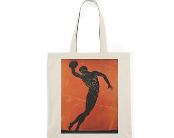 Greek Disc Thrower Tote Bag - Vintage Art on Natural Canvas
