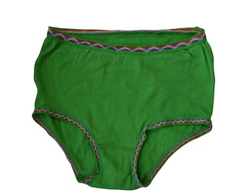 Vintage 1970s Green Cotton High Rise Briefs | Fein Strick Wasche German Underwear