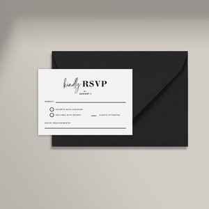 Wedding RSVP Card Template | Modern Neutral Design | Wedding Invite | DIY | Digital, Customisable, Printable Template | Editable with Canva