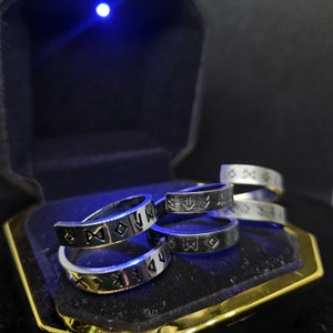 Double Line Ring With Viking Runes nordic gift for him gift for her valentines gift anniversary gift gift for friends