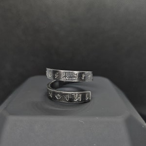 Double Line Ring With Viking Runes Nordic Gift for Him Gift for Her ...