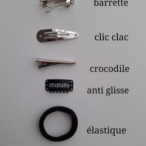 Noeud barrette cheveux tissu double gaze sur barrette, pince crocodile, système antiglisse, pince clic clac ou Élastique. image 6