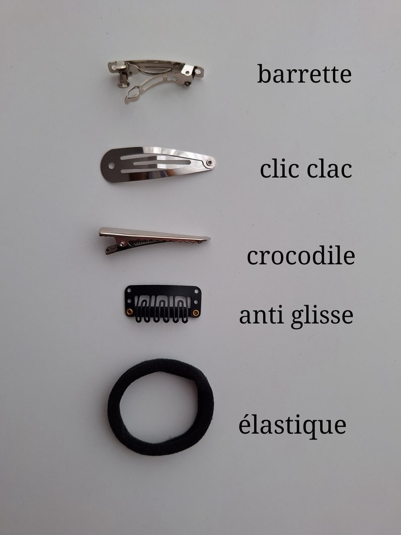 Double gauze fabric hair barrette bow on barrette, crocodile clip, anti-slip system, clic clac clip or elastic. image 6