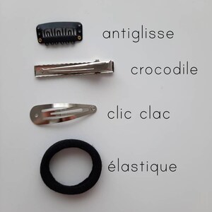 Double gauze fabric hair barrette knot on crocodile clip, anti-slip system magic/baby barrette, clic clac clip or elastic. image 9