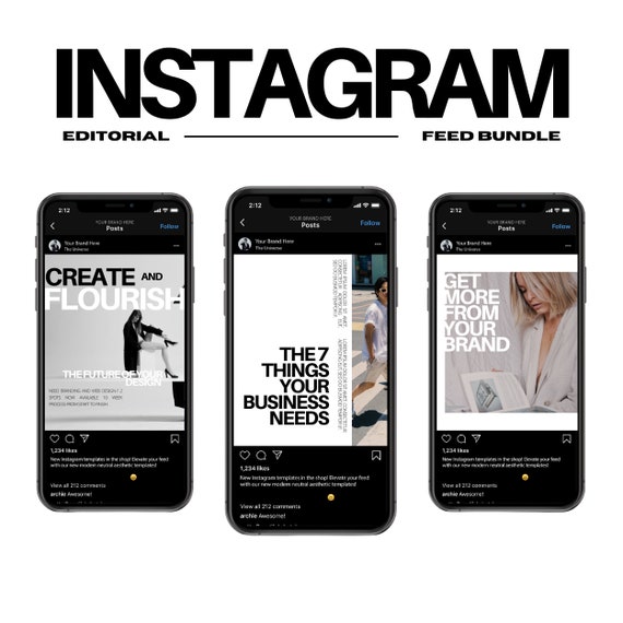Easy templates for instagram, Instagram Social Media Bundle Planner, Instagram Highlight Covers, Editorial Instagram Planner, Digital