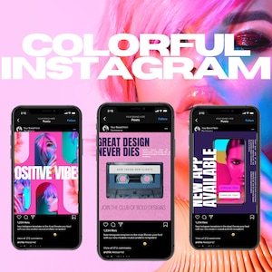 Colorful Instagram Templates for Canva, Social Media Templates, Templates For Instagram, Easy Instagram Templates, Pretty Instagram template