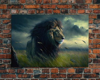 Lion Wall Art | Lion Canvas | Majestic Lion Canvas Wall Art | Framed Canvas Print | Watercolor painting of a Lion