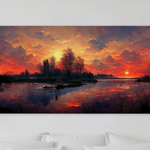 Mountain Sunset Oil Painting on Canvas Canvas Print Ready to - Etsy