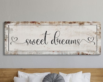 Sweet Dreams Canvas Sign, Master Bedroom Sign, Bedroom Wall Decor, Sign For Bedroom, distressed Canvas Sign, Sign Above Bed, Bedroom Art