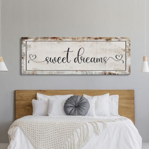 Master Bedroom Sign, Sweet Dreams Canvas Sign, Bedroom Wall Decor, Sign For Bedroom, distressed Canvas Sign, Sign Above Bed, guest room