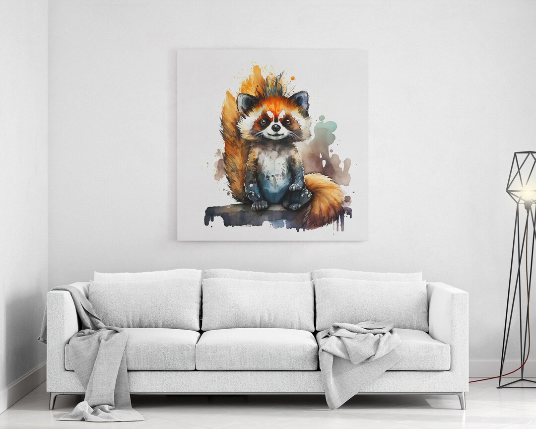 Red Panda Art, Cute Cartoon Animal Prints, Framed Canvas Art, Nursery ...