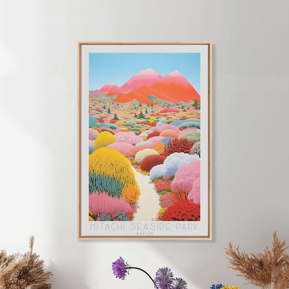Hitachi Seaside Park Japan Art | Framed Canvas Print Travel Poster