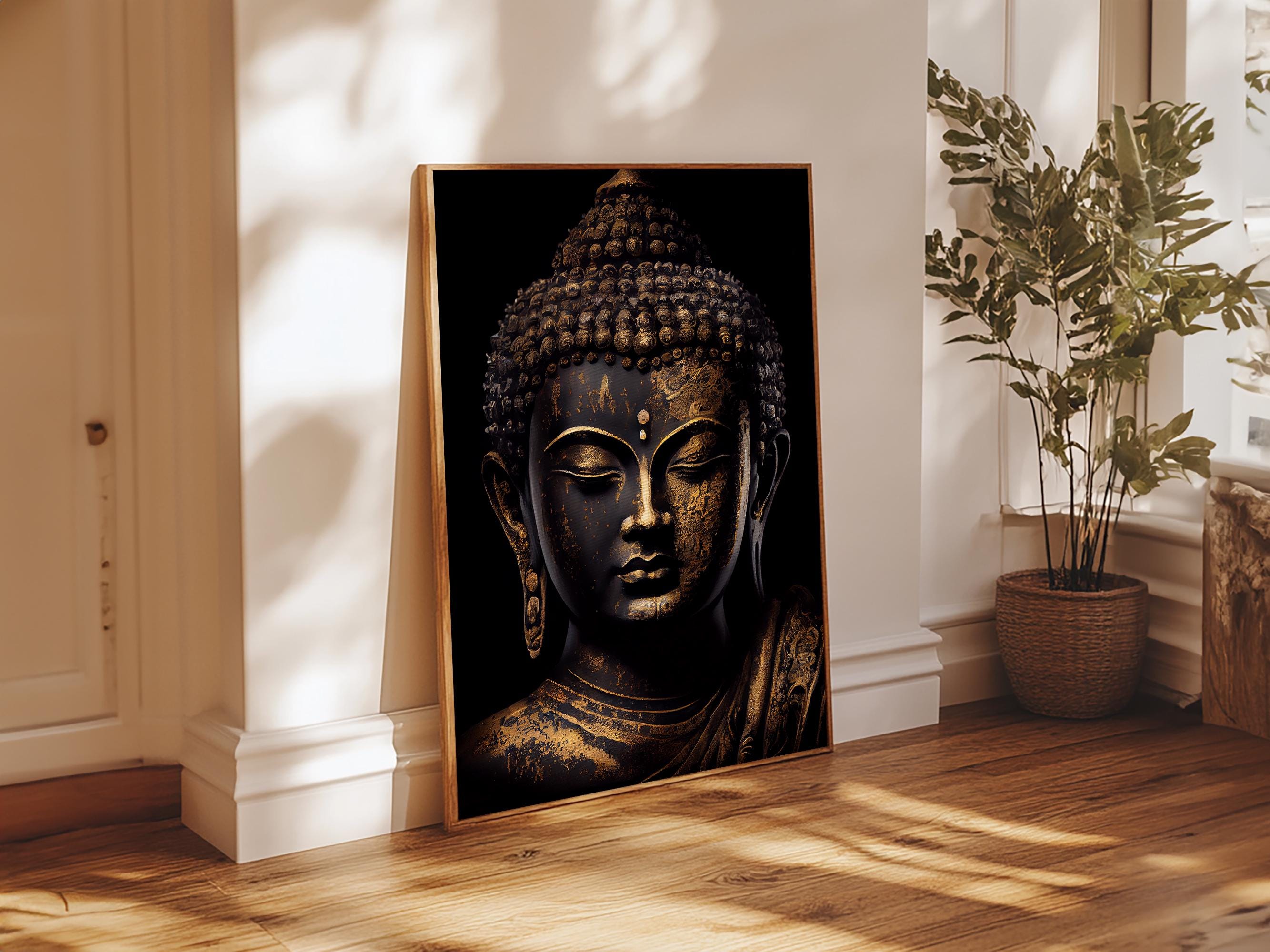 Gold and Black Buddha, Framed Canvas Print, Zen Center Yoga Art - Etsy