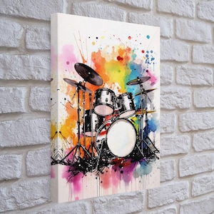 Drum Art, Gift For Drummer, Framed Canvas Print, Studio Art, Music Studio Decor, Drum Set
