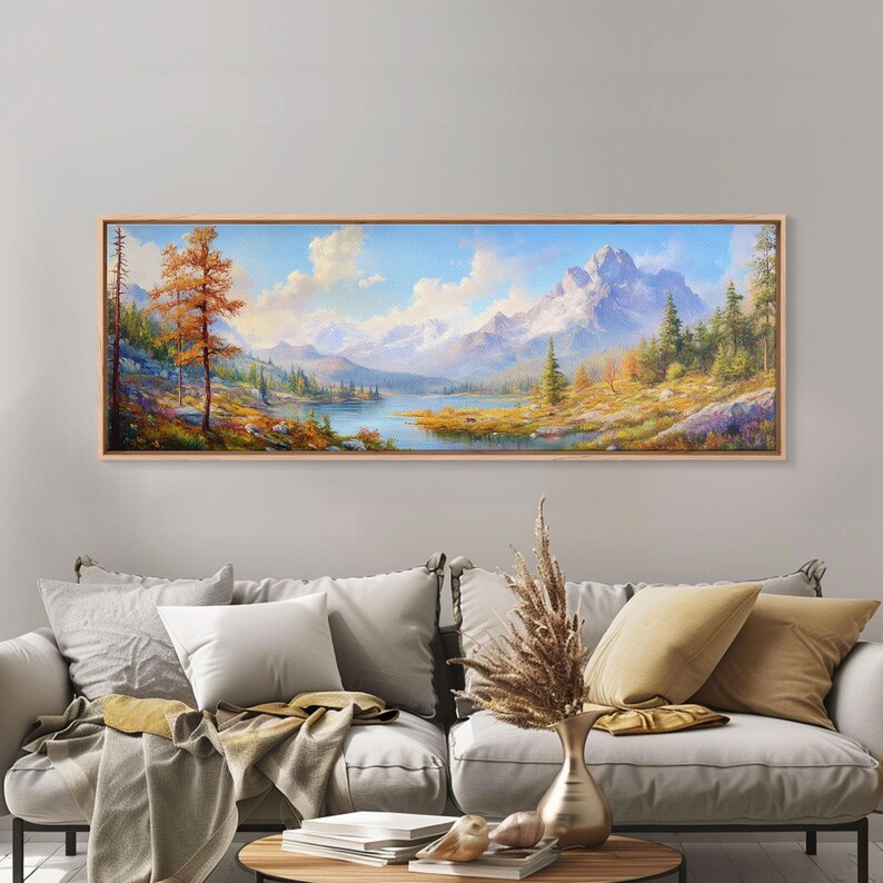 Wilderness Painting Canvas Print, Cabin Decor, Watercolor Landscape