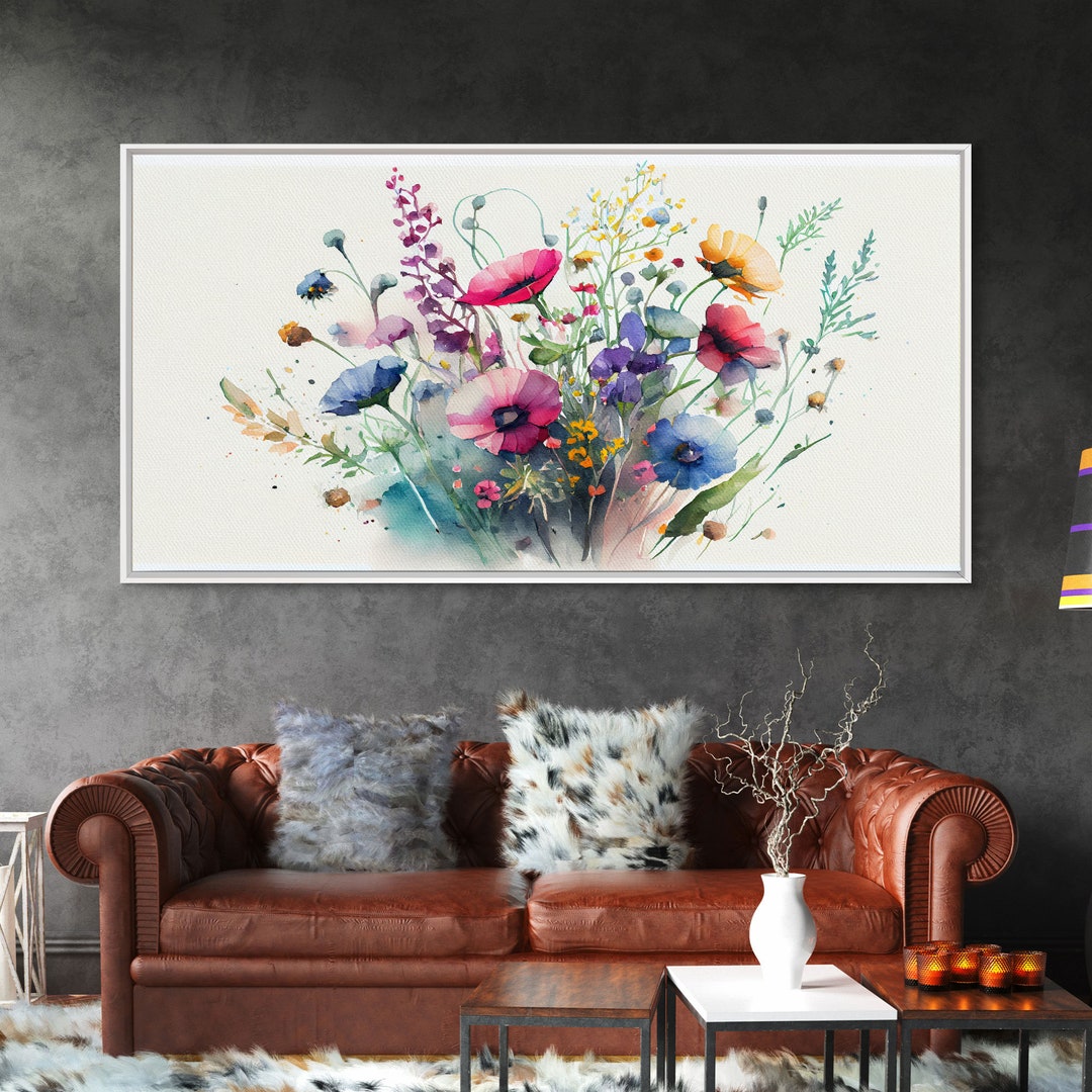 Wildflowers Watercolor Floral Print Framed Canvas Art - Etsy