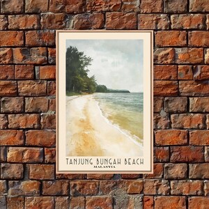 Tanjung Bungah Beach, Malasyia Watercolor Print, Vacation Gift, Malasyia Wall Art, Beach Painting, Beach Decor, Beach Or Lakehouse Art