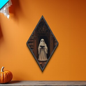 Spooky Fine Art Print, Halloween Ghost Art, Fall Artwork, Fall Decor, The Ghost Of The Library