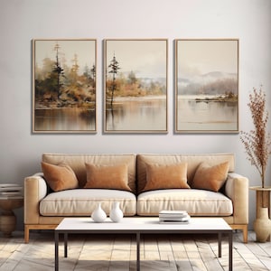 Beautiful 3 Piece Wall Art Canvas Print Set, Landscape Painting, Living Room Decor, Office Art, Wall Decor, Landscape Moody Landscape