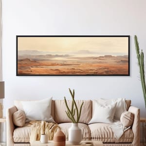 Arizona Desert Canvas Art: Panoramic Watercolor Landscape Print