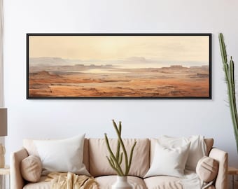 Arizona Desert Canvas Art: Panoramic Watercolor Landscape Print