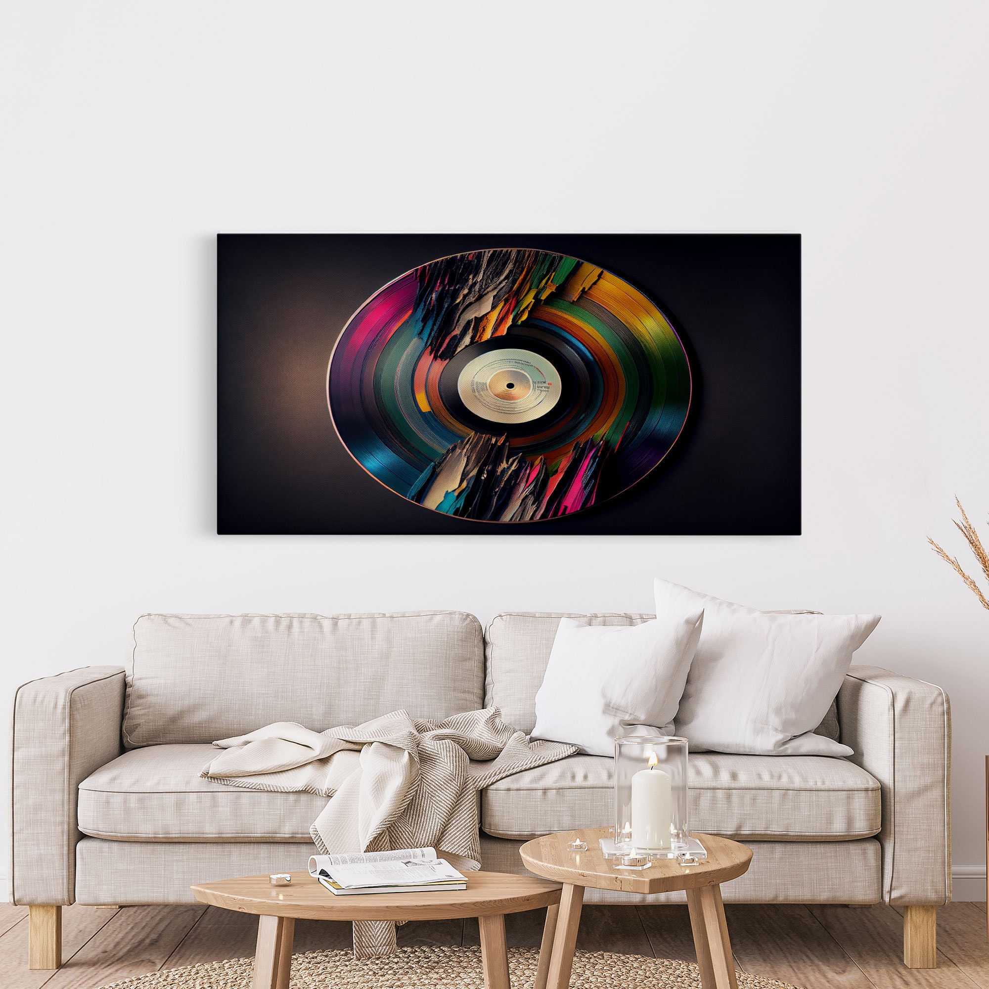 Synthwave Vinyl Record Art Canvas Print Framed Wall Art - Etsy