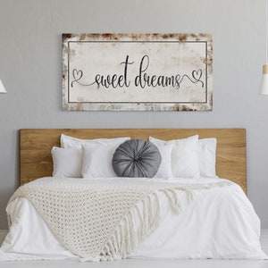 Master Bedroom Sign, Sweet Dreams Canvas Sign, Bedroom Wall Decor, Sign For Bedroom, distressed Canvas Sign, Sign Above Bed, guest room