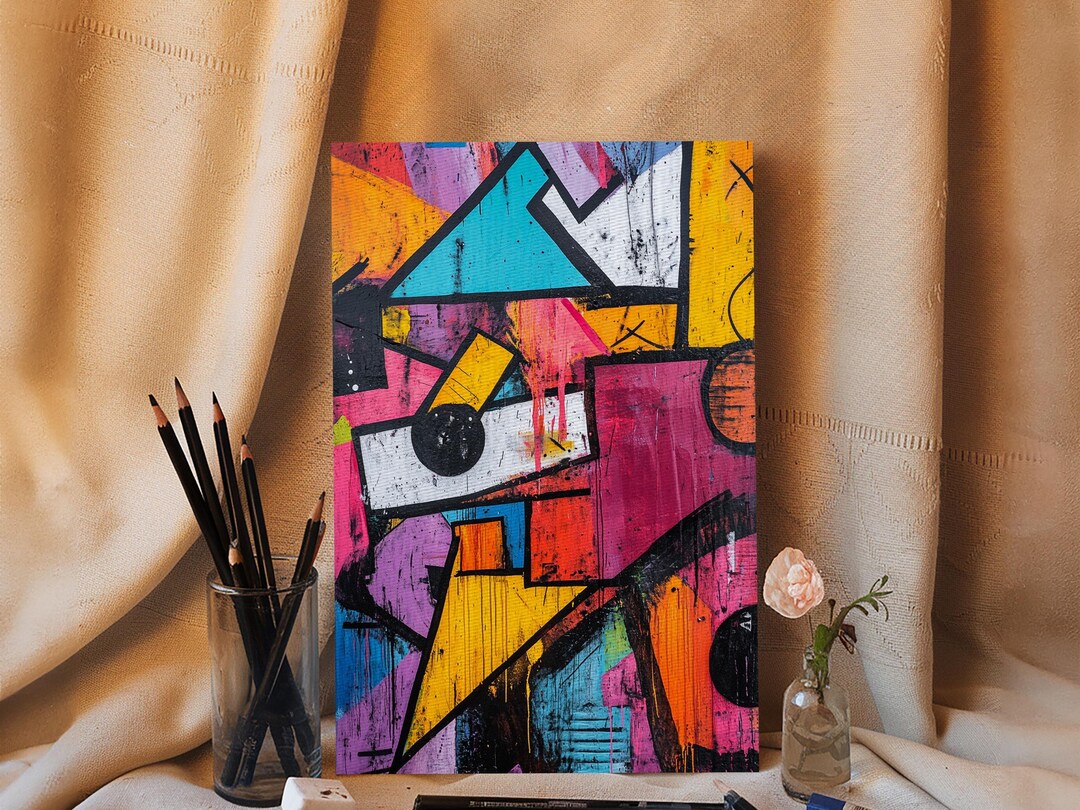 Bold Graffiti Framed Canvas Print, Urban Street Art Style Wall Decor ...