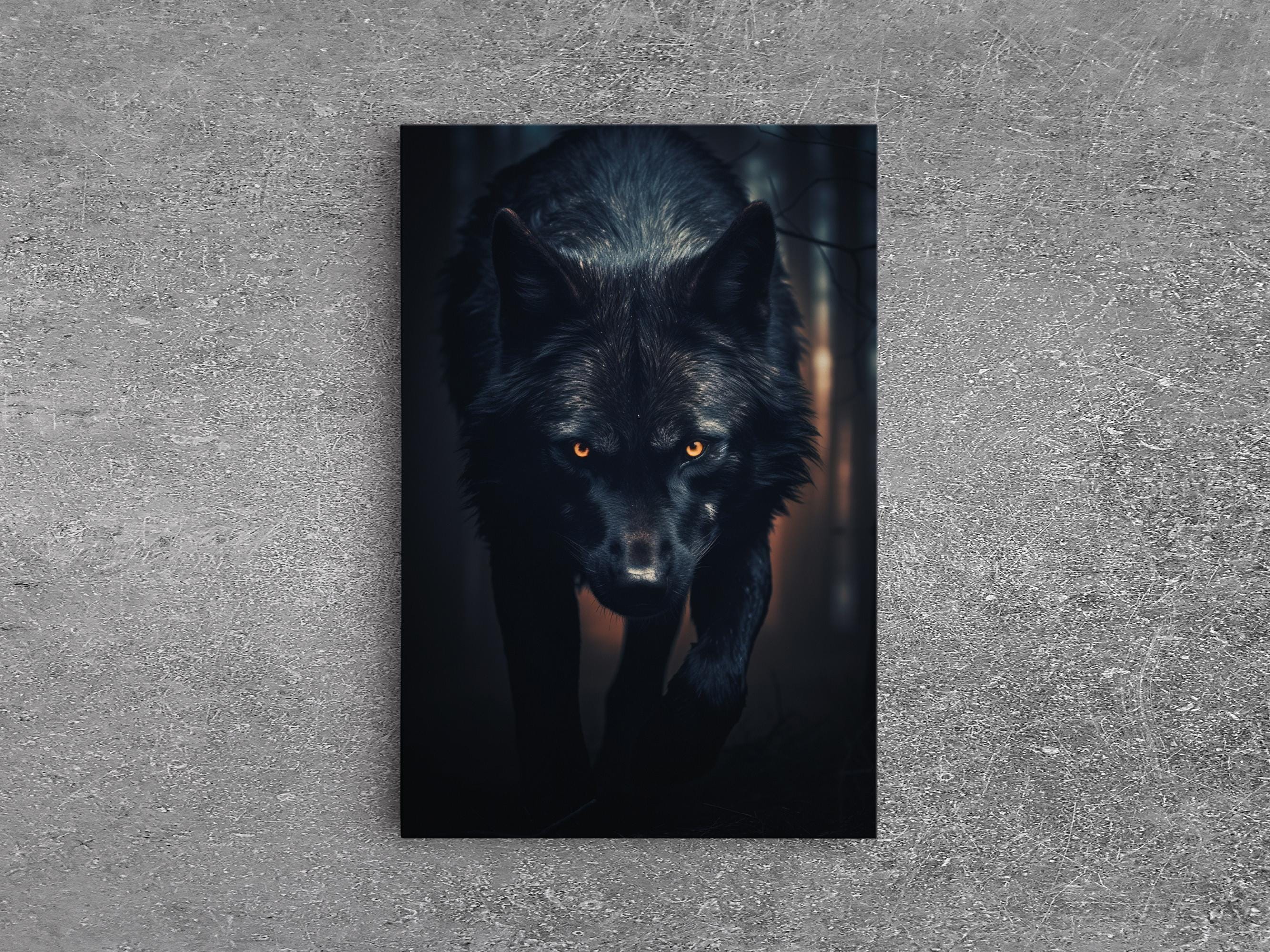 Wolfnacht　新品　ブラックメタル black l black wolf in snow' Poster, picture, metal print, paint by Adel S