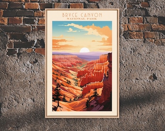 Bryce Canyon National Park Travel Poster Print, Canvas Print Wall Art, Utah Travel Art, Midcentury Modern Travel Art