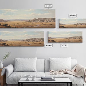Panoramic Watercolor of Badlands National Park, North Dakota Wall Art, Landscape Painting Travel Art image 8