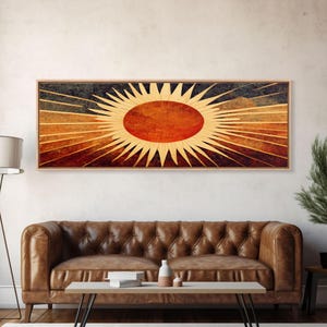 Art Deco Sunburst Wall Art, Ready To Hang Canvas Print, Panoramic Art, Art Deco Wall Decor, Above Bed, Above Couch, Above Sofa