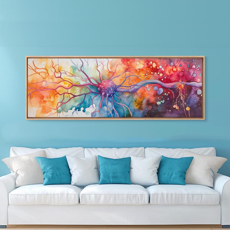 Neurons Framed Canvas Print: Abstract Science Brain Art image 13