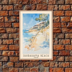 Shirahama Beach, Japan Watercolor Print, Vacation Gift, Japan Wall Art, Beach Painting, Beach Decor, Beach Or Lakehouse Art