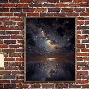 Ocean Reflection Night Sky Stars Galaxy Fine Art Print, Wall Art Print, Wall Poster, Wall Décor