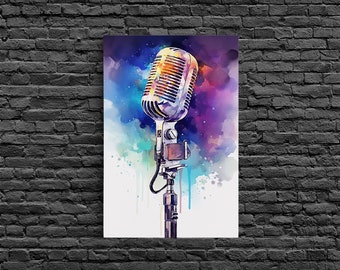 Neon Graffiti Splatter Paint Microphone Art, Vintage Microphone Painting  Framed Canvas Print, Studio Wall Art, Music Studio Decor - Etsy