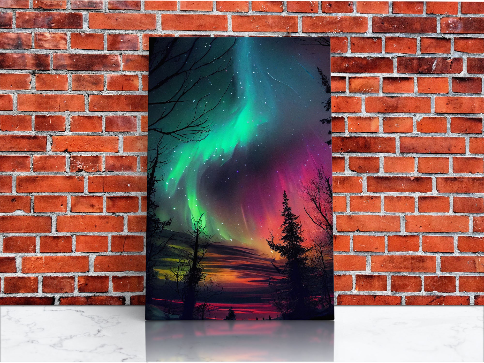 Crystal Art Wolves & Northern Lights 40 x 50 cm Landscape Framed Kit, 40x47