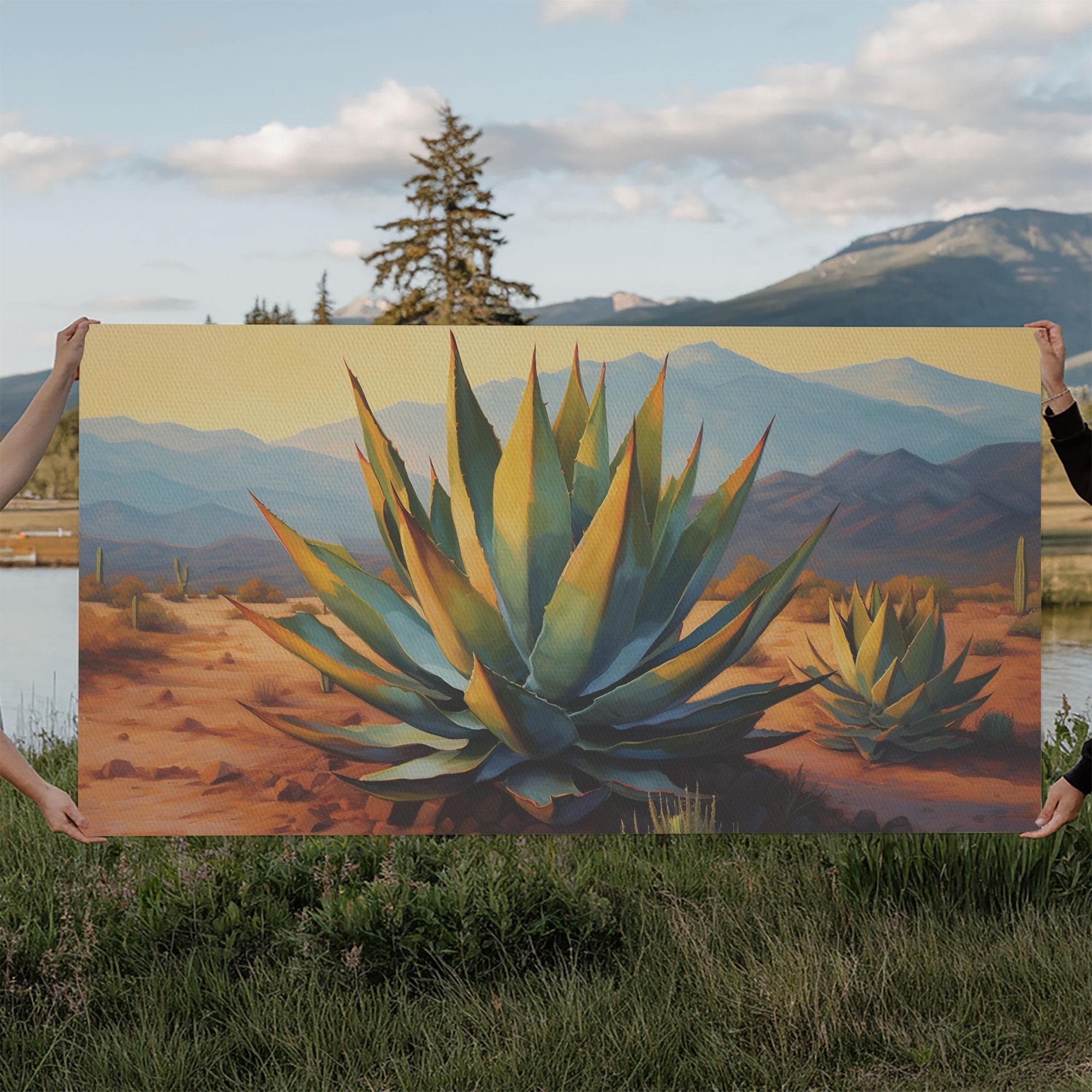 Southwestern Wall Art, Agave Desert Canvas Ready to Hang Large Print ...